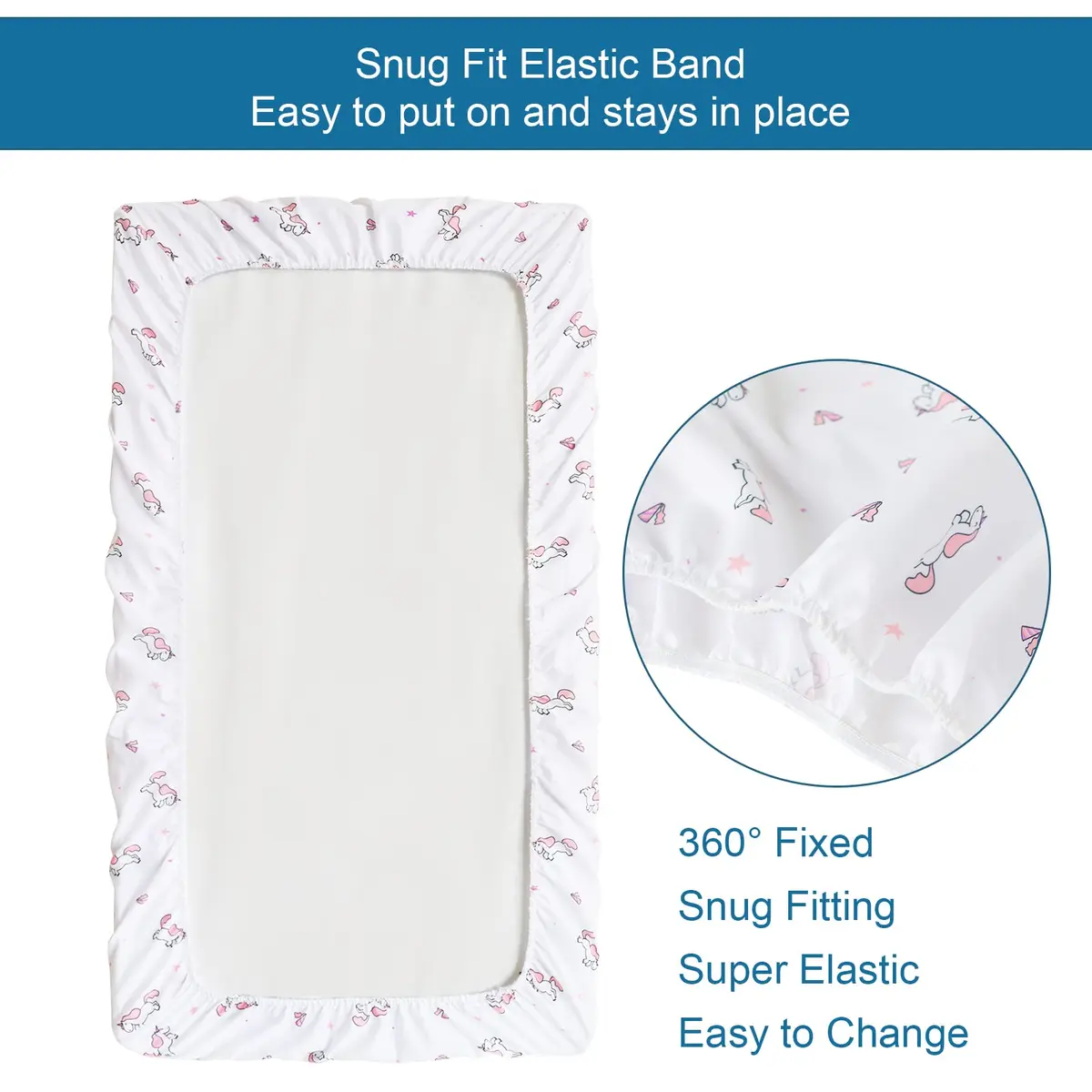 SPRINGSPIRIT Pack and Play Sheets 2-Pack | Pink Animal Print, 39x27x5 inches (99x69x13 cm) - view 4