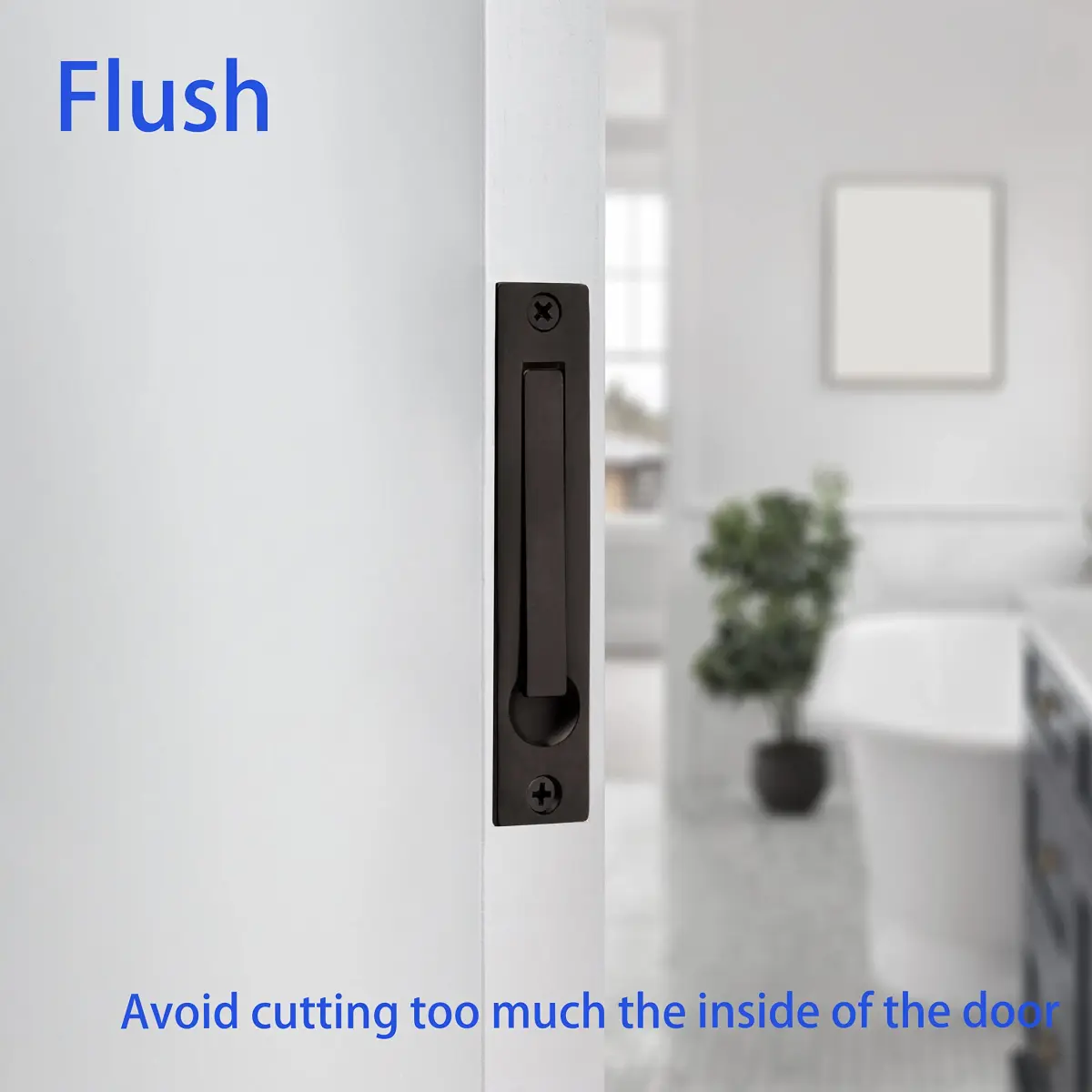 Dontay Pocket Door Pull Spring Recessed Handle Matte Black 9.84cm (3.9in) | Flush Mount Stainless Steel Hardware - view 5