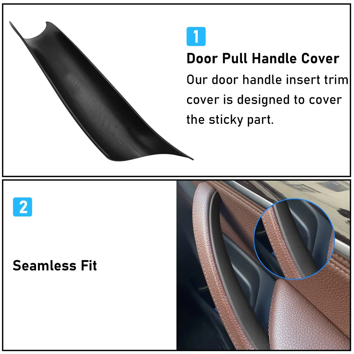 Jaronx Black ABS+PC Door Handle Cover Set for BMW X5 F15/X6 F16 3-Piece | Fixes Sticky OEM Handles - view 5