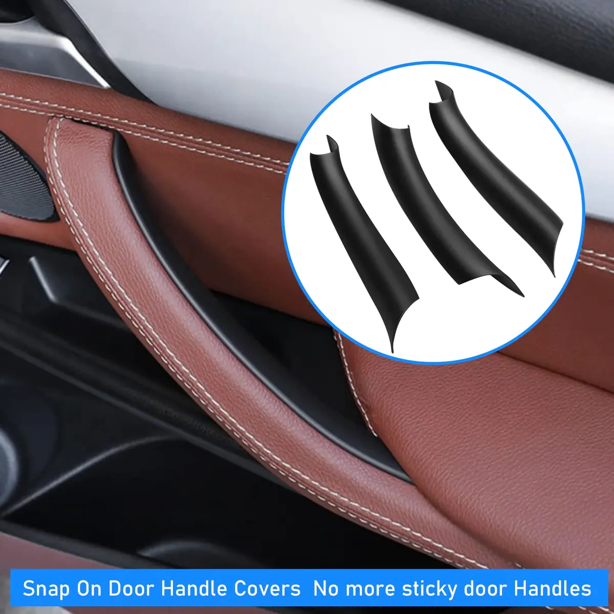 Jaronx Black ABS+PC Door Handle Cover Set for BMW X5 F15/X6 F16 3-Piece | Fixes Sticky OEM Handles - view 2