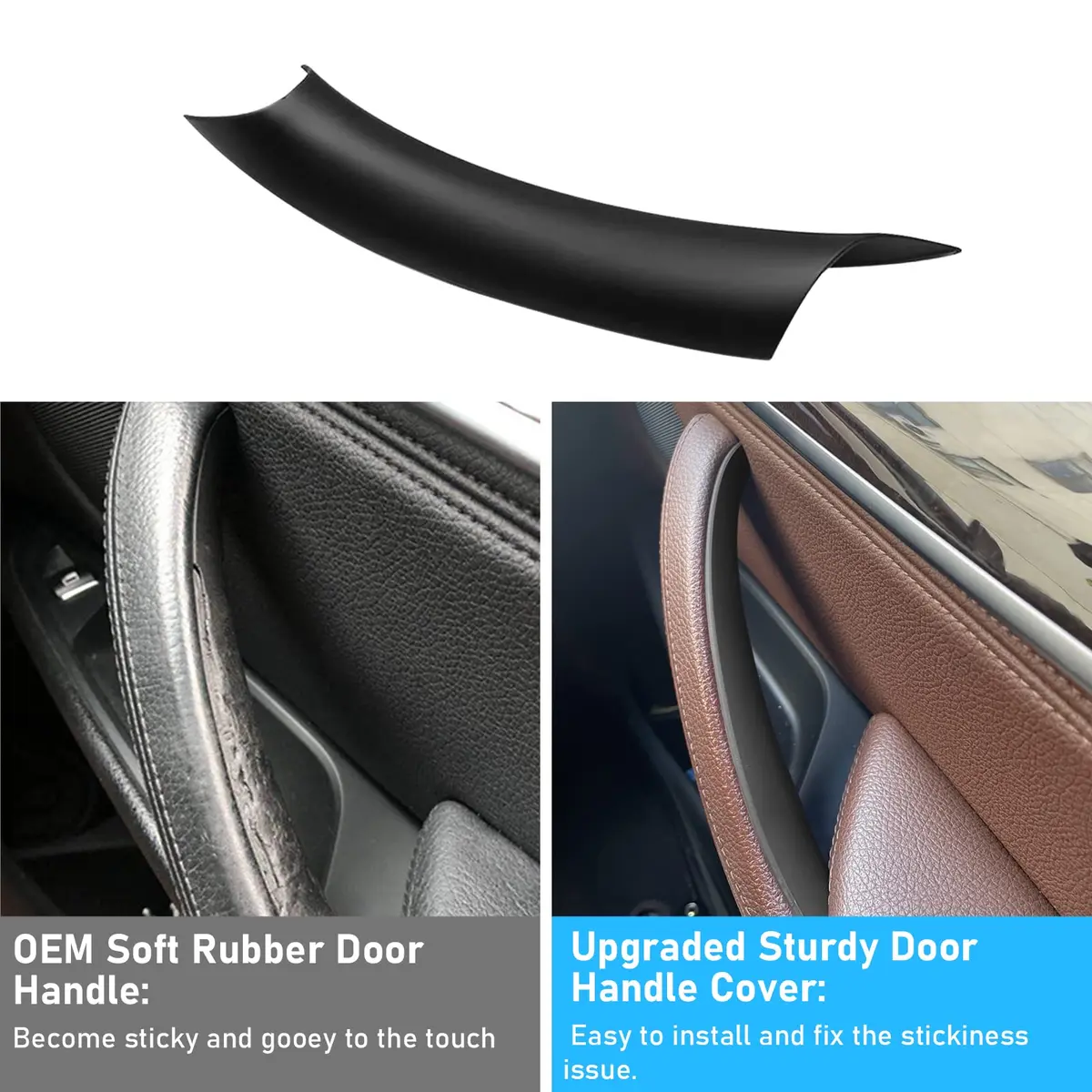Jaronx Black ABS+PC Door Handle Cover Set for BMW X5 F15/X6 F16 3-Piece | Fixes Sticky OEM Handles - view 3