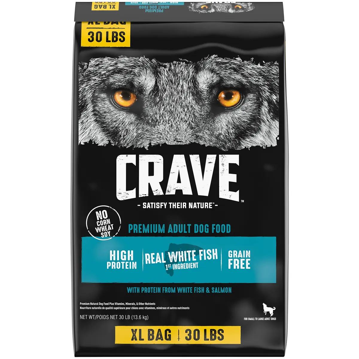 CRAVE Grain Free High Protein Adult Dry Dog Food, White Fish & Salmon, 13.6kg (30 lb) | Protein-Rich, Grain-Free Nutrition - main product image