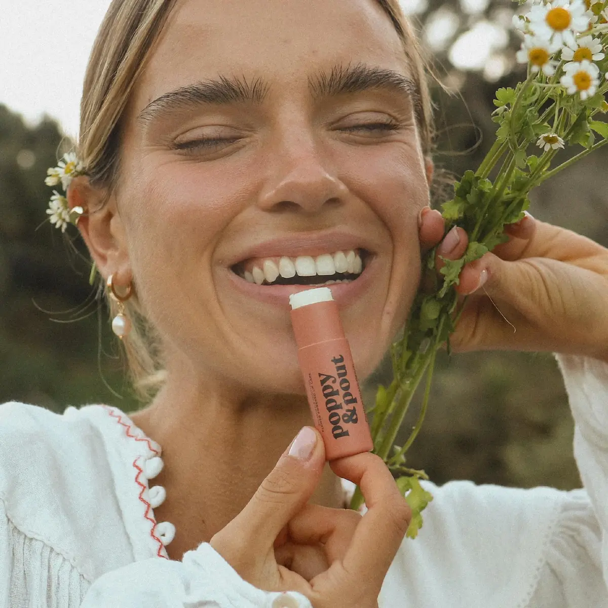 Poppy & Pout Lip Care Set | Lip Balm & Scrub | Sustainable Cardboard Tubes & Glass Jars, All Natural, Beeswax, Coconut Oil, Cruelty Free, Exfoliating & Moisturizing Lip Treatment (Pomegranate Peach) - view 2