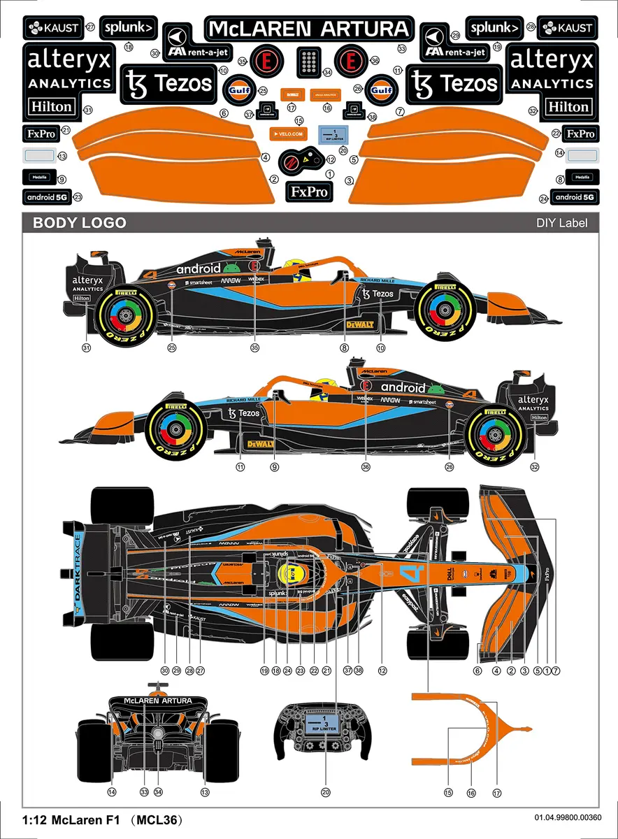 Voltz Toys McLaren F1 MCL36 RC Car 46cm (18.5 inches) | Licensed 1:12 Scale Replica - view 7