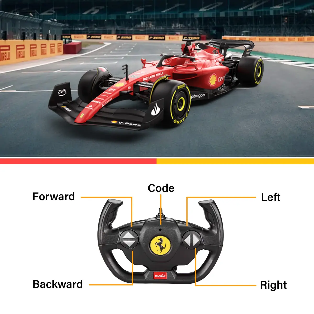 Voltz Toys Ferrari F1 75 RC Car 1:12 Scale | Officially Licensed F1 Replica - view 5