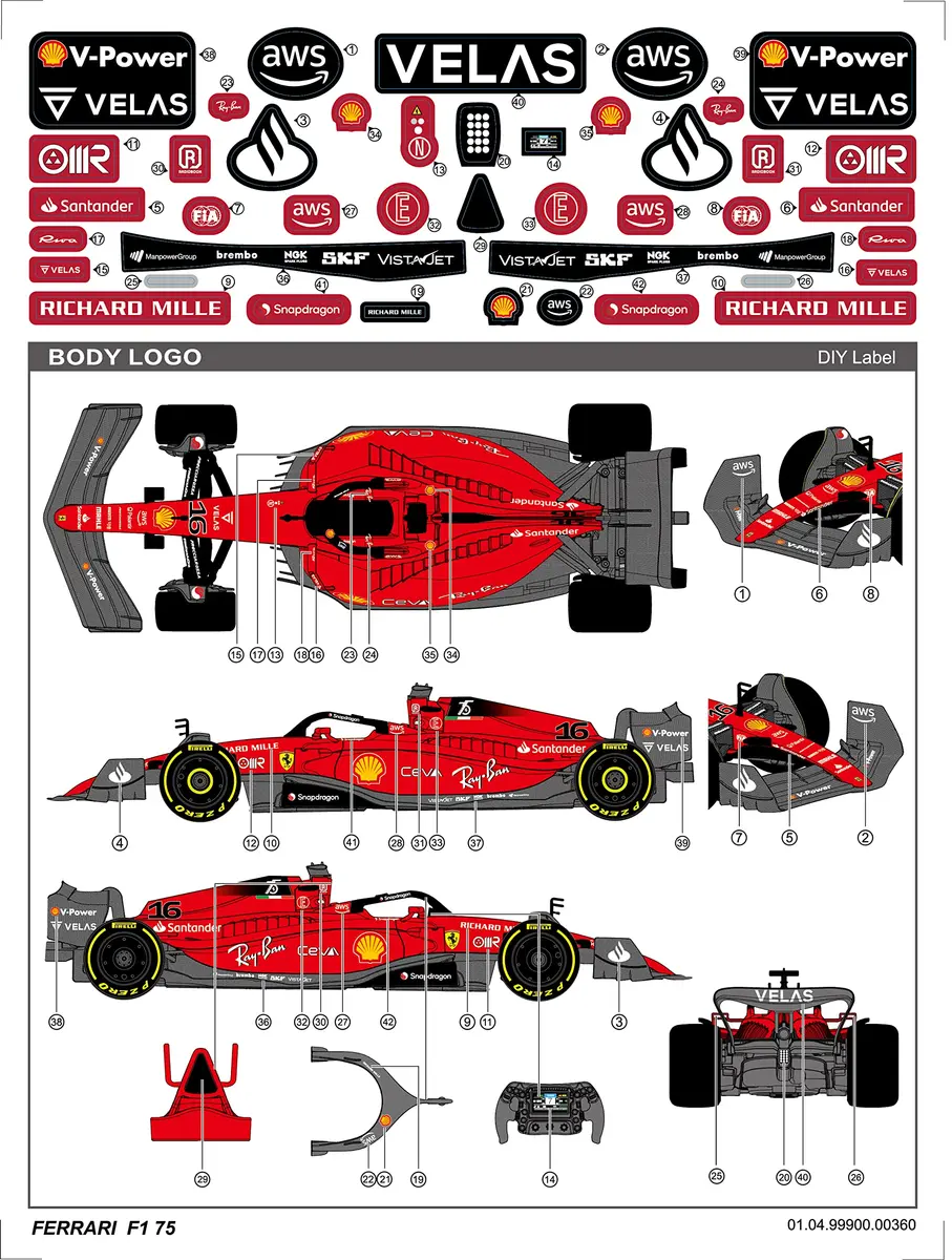Voltz Toys Ferrari F1 75 RC Car 1:12 Scale | Officially Licensed F1 Replica - view 7