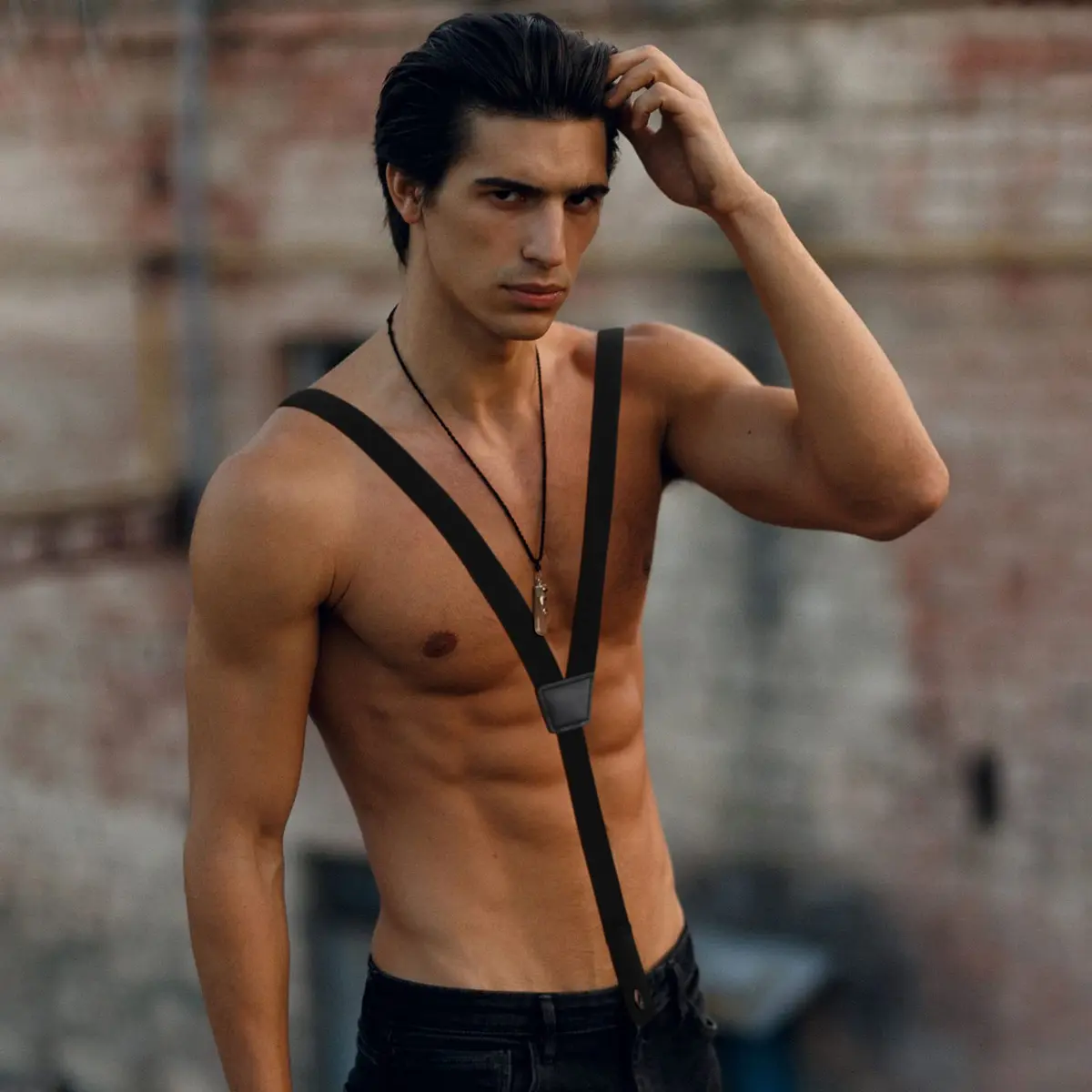 Eurzom Black Hidden Suspenders for Men Under Clothes Y-Back, 2.5cm (1") Wide, 75-120cm (30-47") Adjustable Length - view 4