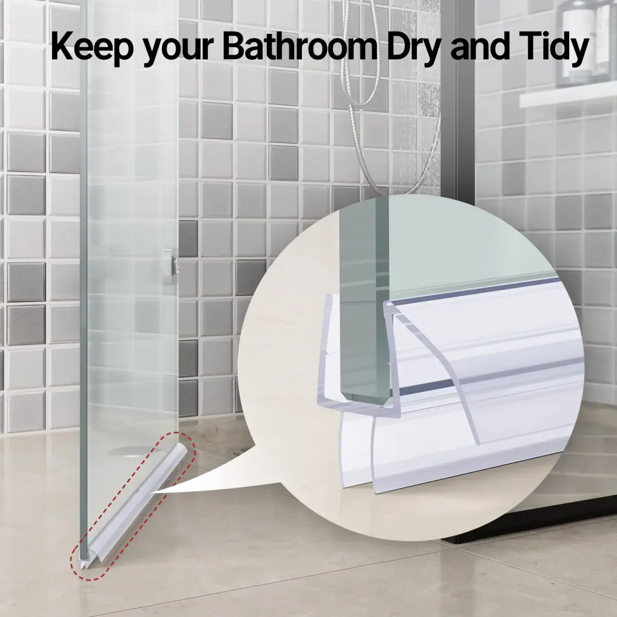 AmazerBath 3-Section Segmented Shower Door Bottom Seal for 3/8" (10mm) Glass - 15.75" x 3 Pieces | Prevents Water Leaks - view 7