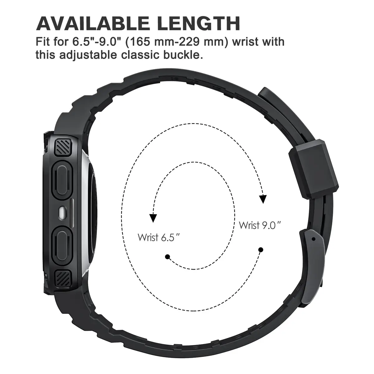 FINTIE Rugged Band with Case for Fitbit Versa 4/3/2/1/Lite & Sense 2, Black, 165mm-245mm (6.5-9.5 inch) - view 6