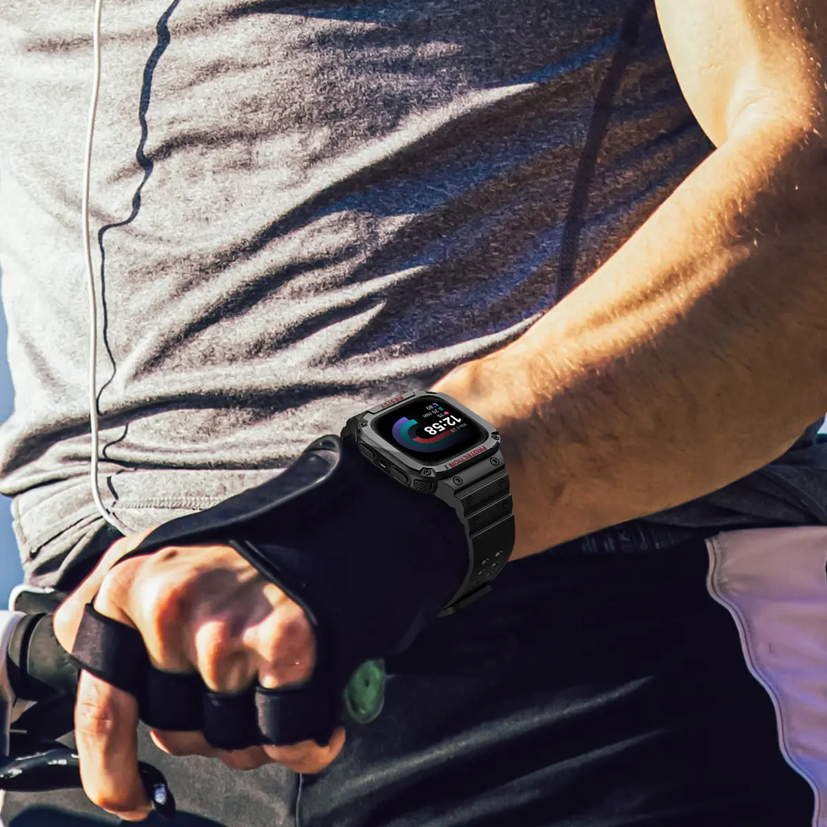 FINTIE Rugged Band with Case for Fitbit Versa 4/3/2/1/Lite & Sense 2, Black, 165mm-245mm (6.5-9.5 inch) - view 7