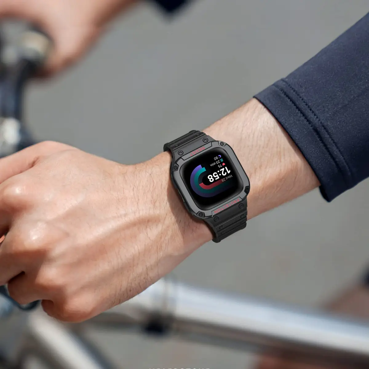 FINTIE Rugged Band with Case for Fitbit Versa 4/3/2/1/Lite & Sense 2, Black, 165mm-245mm (6.5-9.5 inch) - view 8