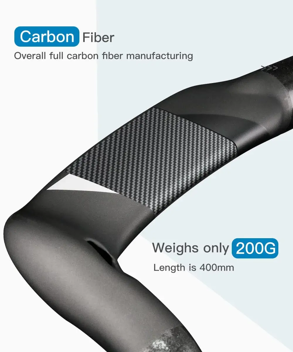 Alfa Pasca THE MAX UD Matte Carbon Fiber Road Bike Handlebars 31.8 x 440mm Aero Drop Bars - view 4