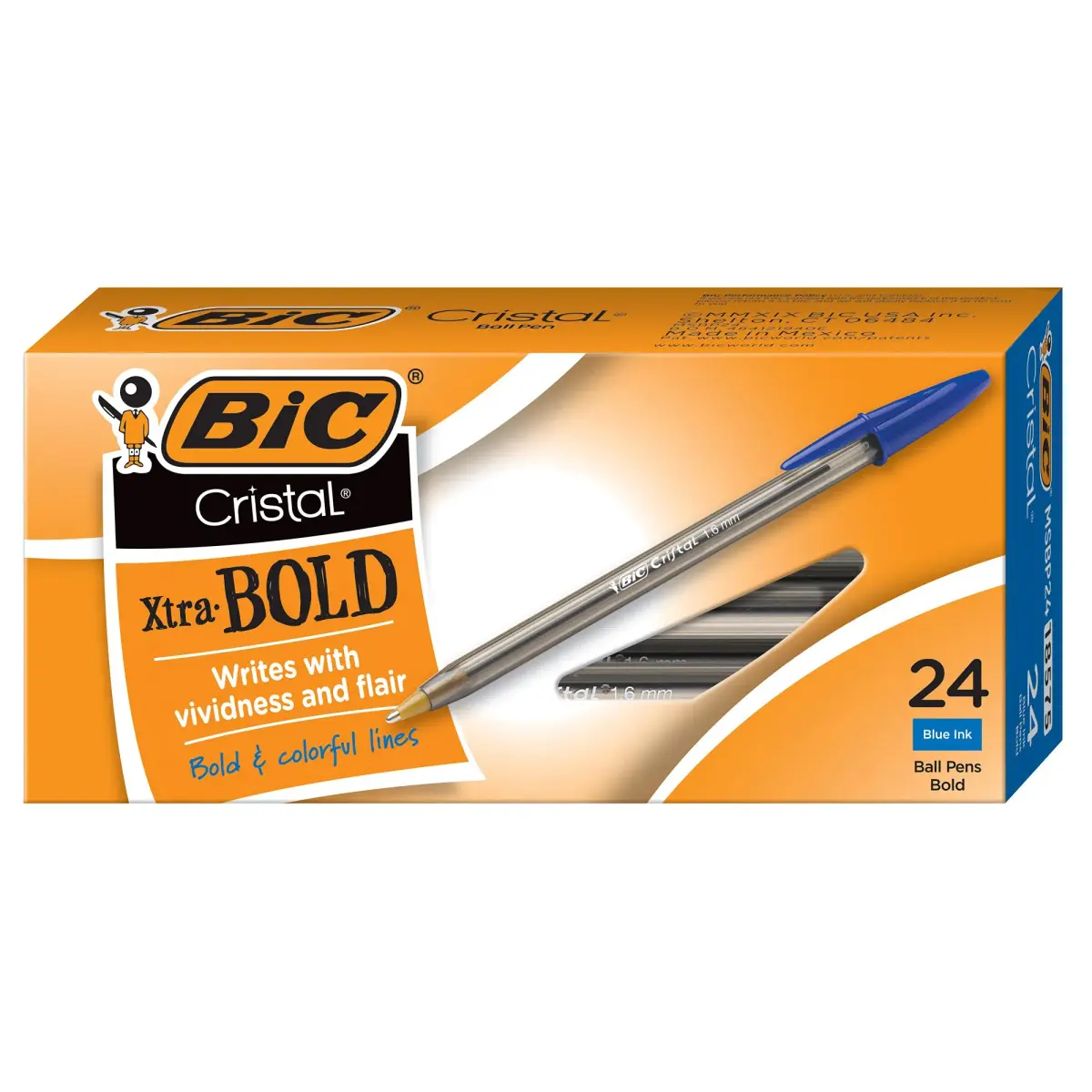 BIC Cristal Xtra Bold Ballpoint Pens, Blue, 1.6mm Bold Point, 432 Count | Smooth Ink Flow for Vivid Lines - main product image