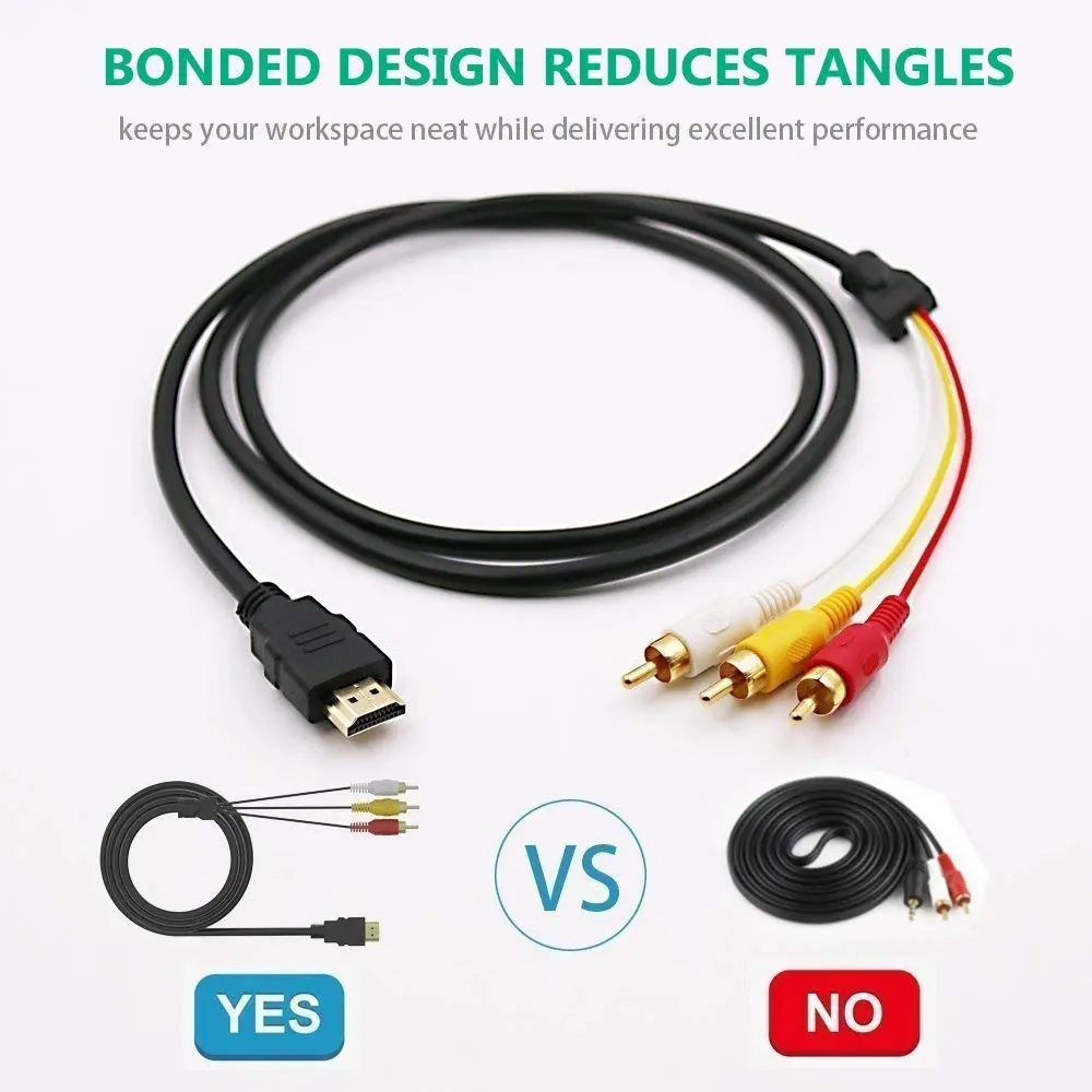 BERLAT HDMI to RCA Cable 1.5m (5ft) | One-Way Transmitter for TV HDTV DVD - view 5