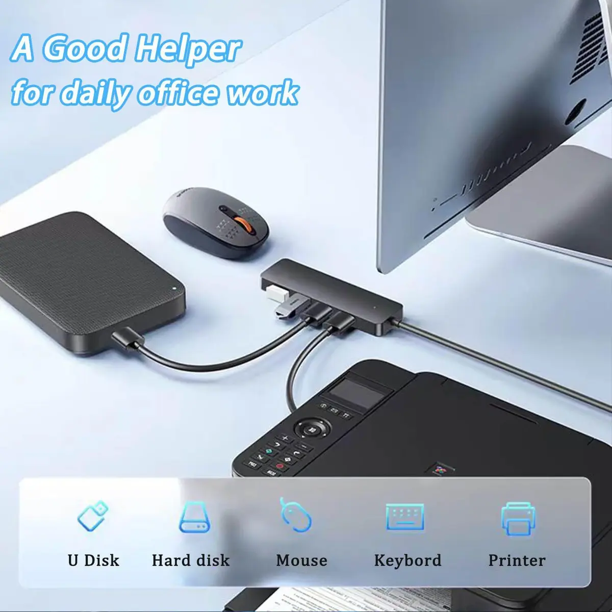 VIENON 4-Port USB 3.0 Hub with 3.3ft Cable, Black | Expands Connectivity for Laptops, Consoles, and Peripherals - view 5