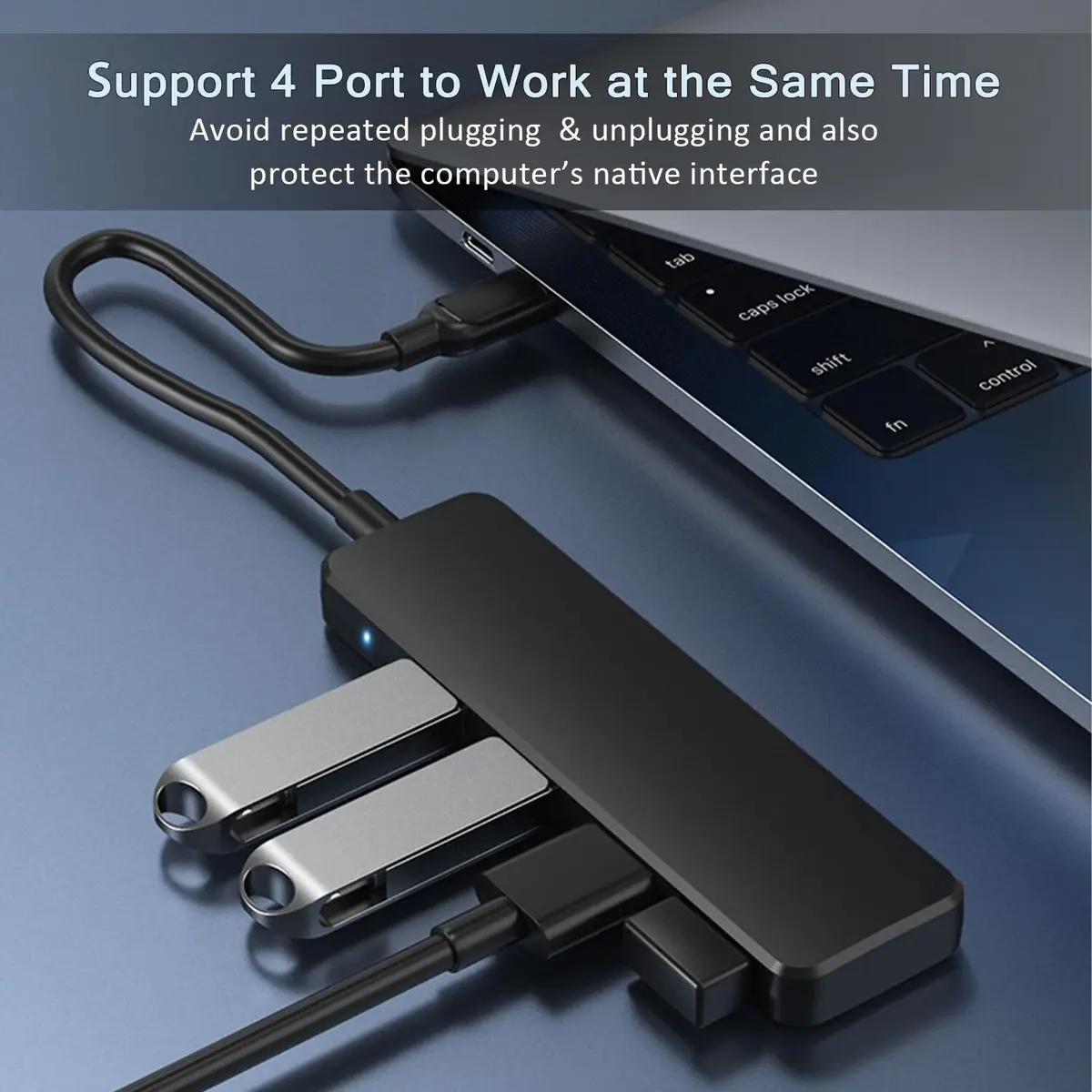 VIENON 4-Port USB 3.0 Hub with 3.3ft Cable, Black | Expands Connectivity for Laptops, Consoles, and Peripherals - view 2