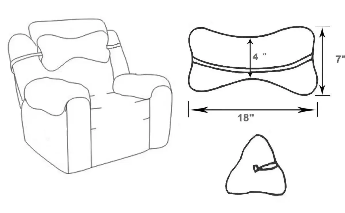 VCOMSOFT Grey Bone Neck Pillow for Recliners & Sofas | Adjustable Headrest Cushion for Pain Relief - view 5