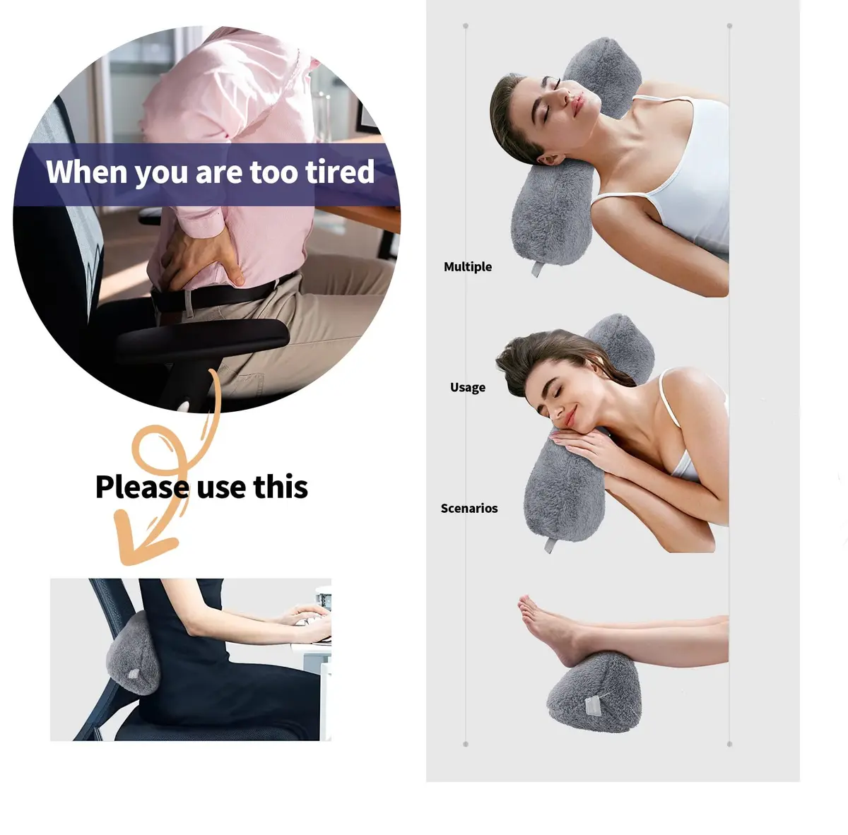 VCOMSOFT Grey Bone Neck Pillow for Recliners & Sofas | Adjustable Headrest Cushion for Pain Relief - view 3