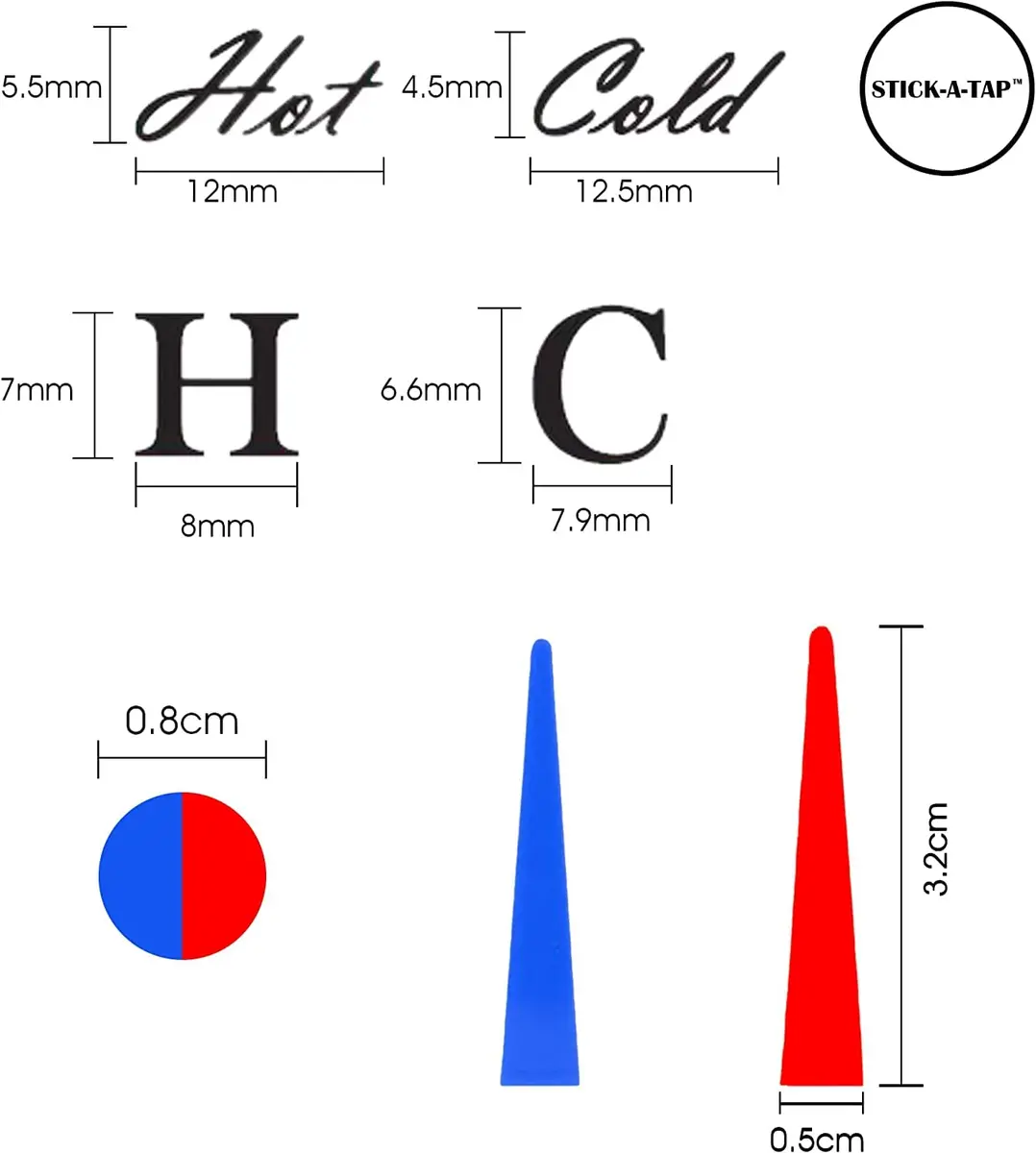 Danojo Faucet Stickers, 15 Hot & Cold Water Vinyl Circle | Self-Adhesive Tap Signage - view 6