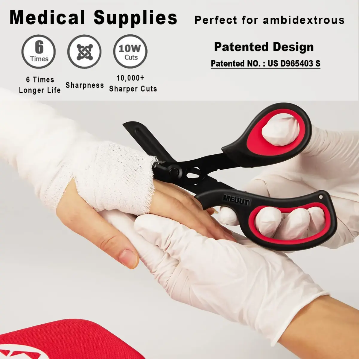 MEUUT Medical Trauma Shears 7.8" (19.8 cm) - 2-Pack | Sharp, Serrated, Non-Stick Blades with Oxygen Wrench - view 4
