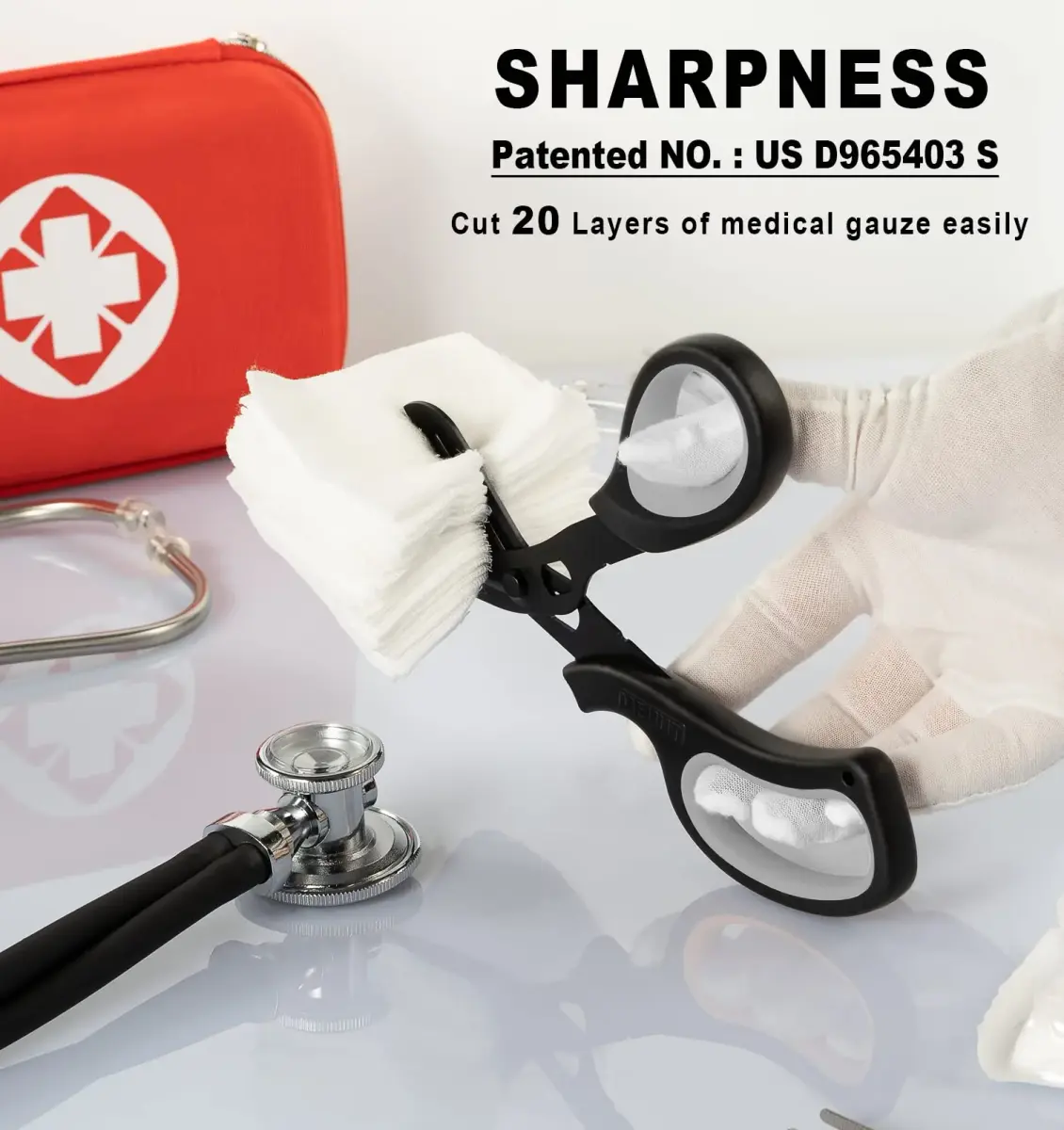 MEUUT Medical Trauma Shears 7.8" (19.8 cm) - 2 Pack | Stainless Steel, Serrated, Non-Stick, Blunt Tip Safety - view 2