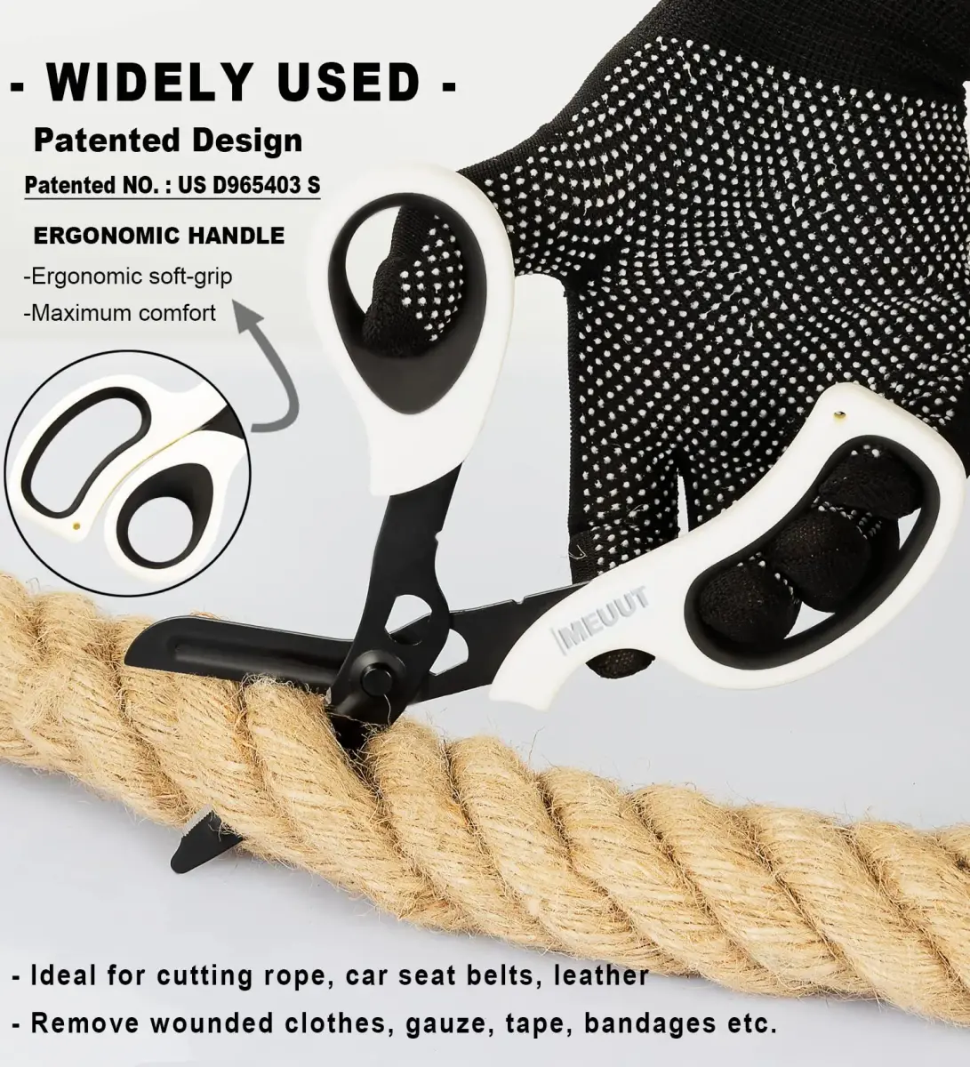 MEUUT Medical Trauma Shears 7.8" (19.8 cm) - 2 Pack | Stainless Steel, Serrated, Non-Stick, Blunt Tip Safety - view 3