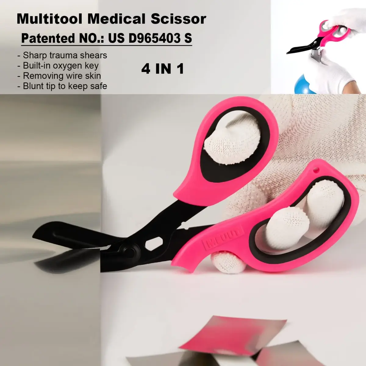 MEUUT Medical Trauma Shears 7.8" (2-Pack) | Serrated, Non-Stick, Ambidextrous Nurse Scissors - view 3