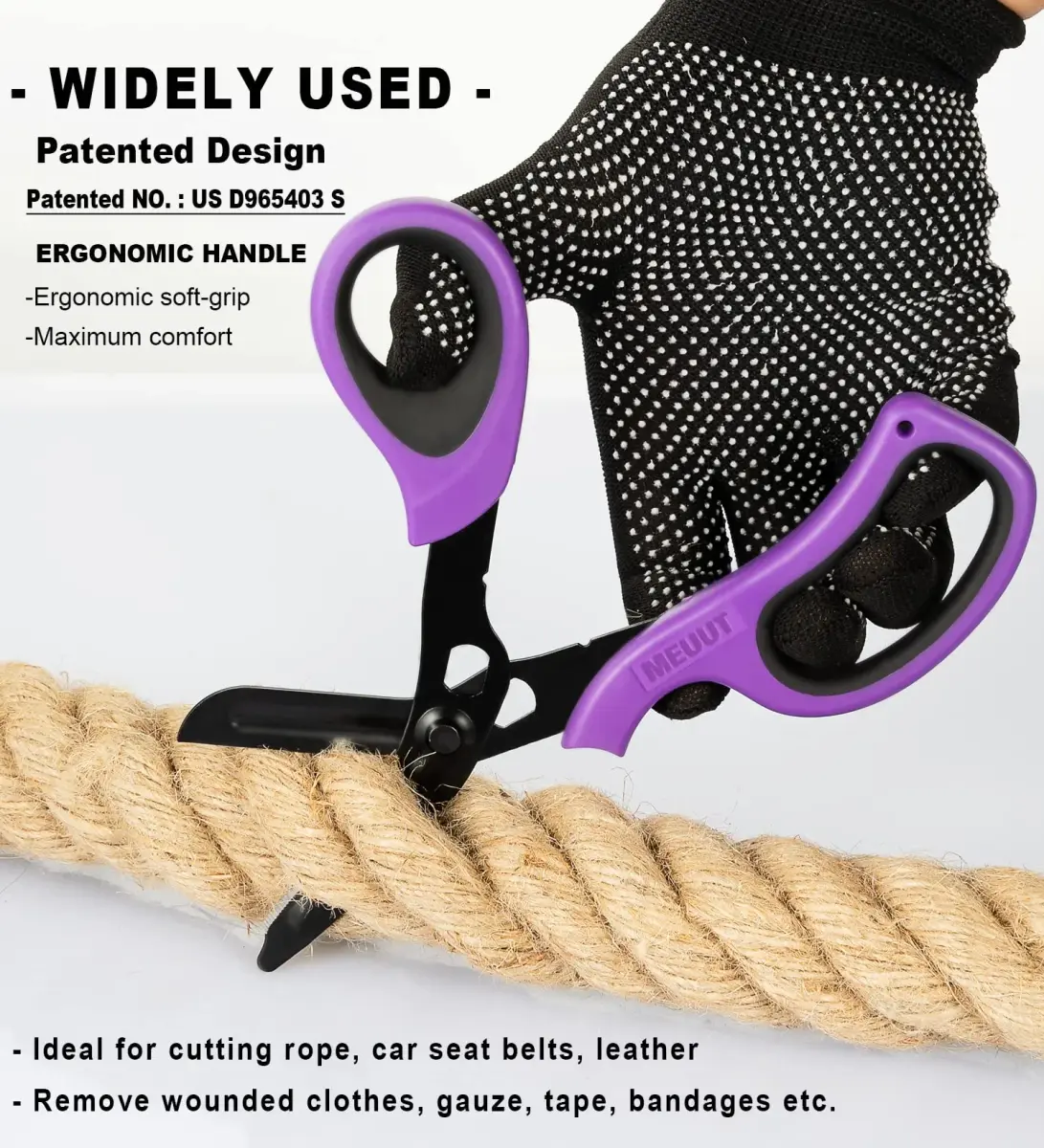 MEUUT Medical Trauma Shears 7.8" (2-Pack) | Serrated, Non-Stick, Ambidextrous Nurse Scissors - view 4