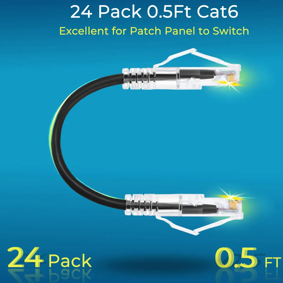 Rapink Cat6a Ethernet Patch Cable 0.5ft (24 Pack) | 10Gbps Speed, Slim Design - view 2