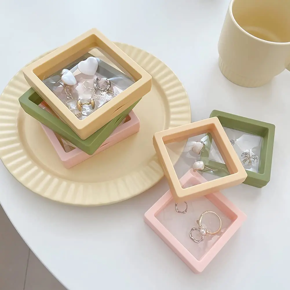 UUYYEO Jewelry Display Enclosure 7x7x2cm Pink | Transparent Floating Frame for Jewelry & Coins - view 4