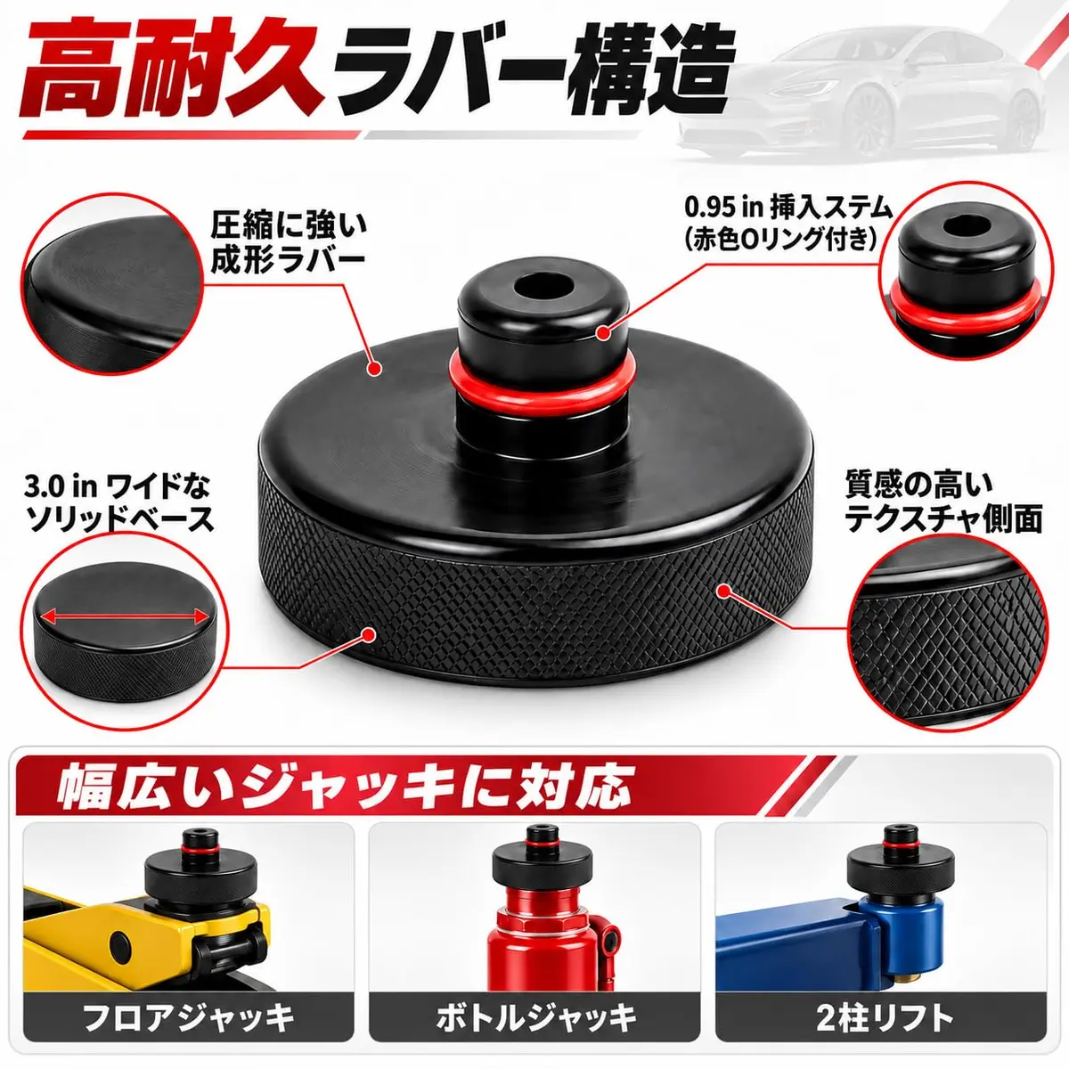PSLER Jack Pad for Tesla Model 3/Y/X/S 2013-2026 | Heavy-Duty Rubber Jack Accessories - view 4