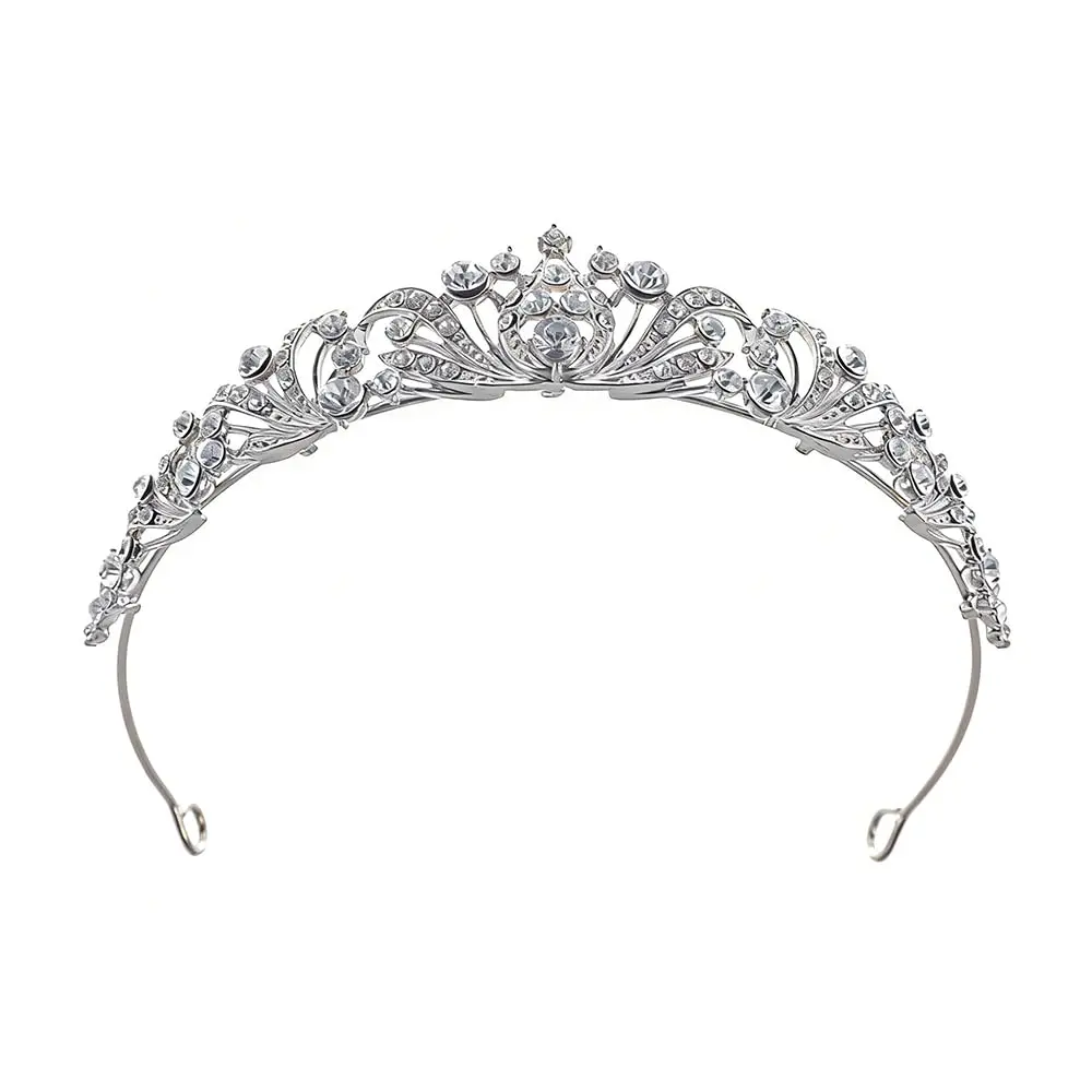 JWICOS Silver Wedding Tiara for Women Princess Crowns and Tiaras 2.5cm | Rhinestone & Crystal for Bride & Party - view 6