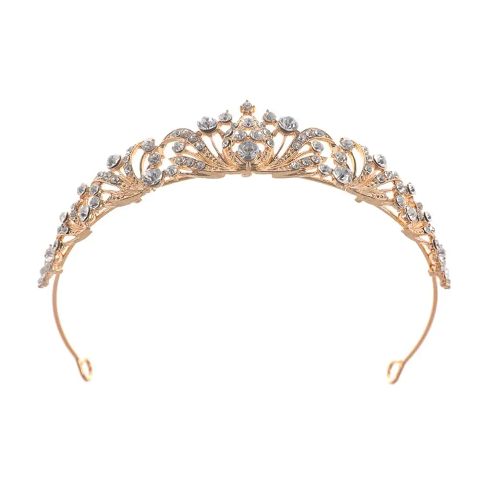 JWICOS Princess Tiara for Women 2.5cm x 13cm Gold Rhinestone Crystal Headband Wedding - view 7
