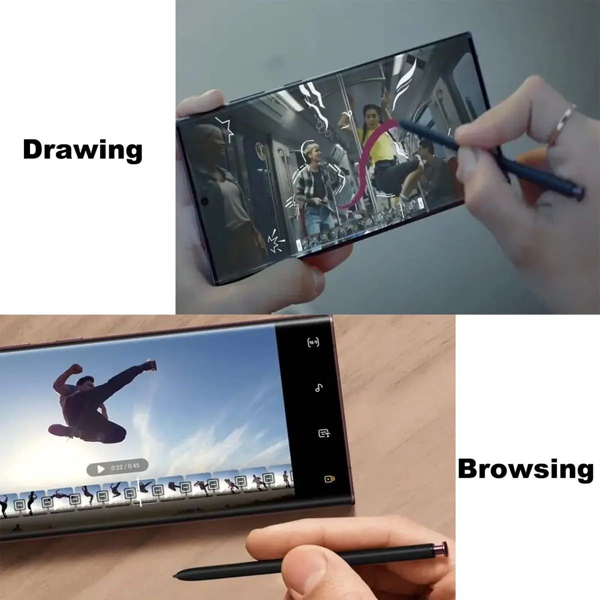 PCTC Replacement S Pen for Samsung Galaxy S22 Ultra 5G SM-S908 | Black, Bluetooth Remote Control - view 3