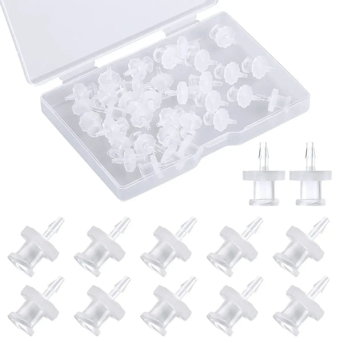 AIEX Female Luer Lock Syringe Adapter 1.6mm (1/16") | 30-Piece Clear PP Connector Kit - main product image