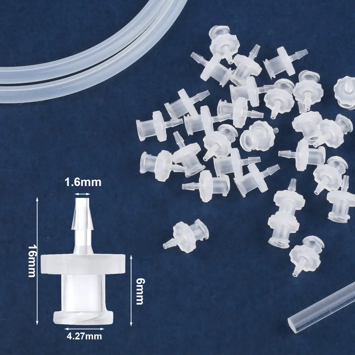 AIEX Female Luer Lock Syringe Adapter 1.6mm (1/16") | 30-Piece Clear PP Connector Kit - view 2