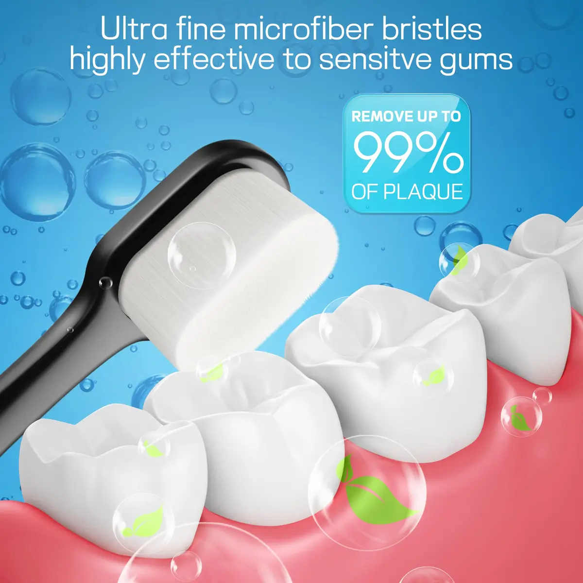 OB rush Ultra Soft Toothbrush for Sensitive Gums | 20k Nano Floss Bristles, 2 Pack, Black & White - view 4