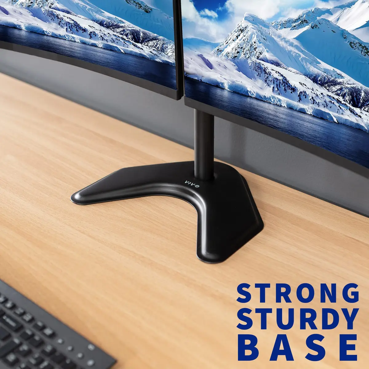 VIVO Dual LED LCD Monitor Mount, Free-Standing Desk Stand for 2 Screens up to 32 Inch, Heavy-Duty Fully Adjustable Arms with Max VESA 100x100mm, Black, STAND-V032F - view 8
