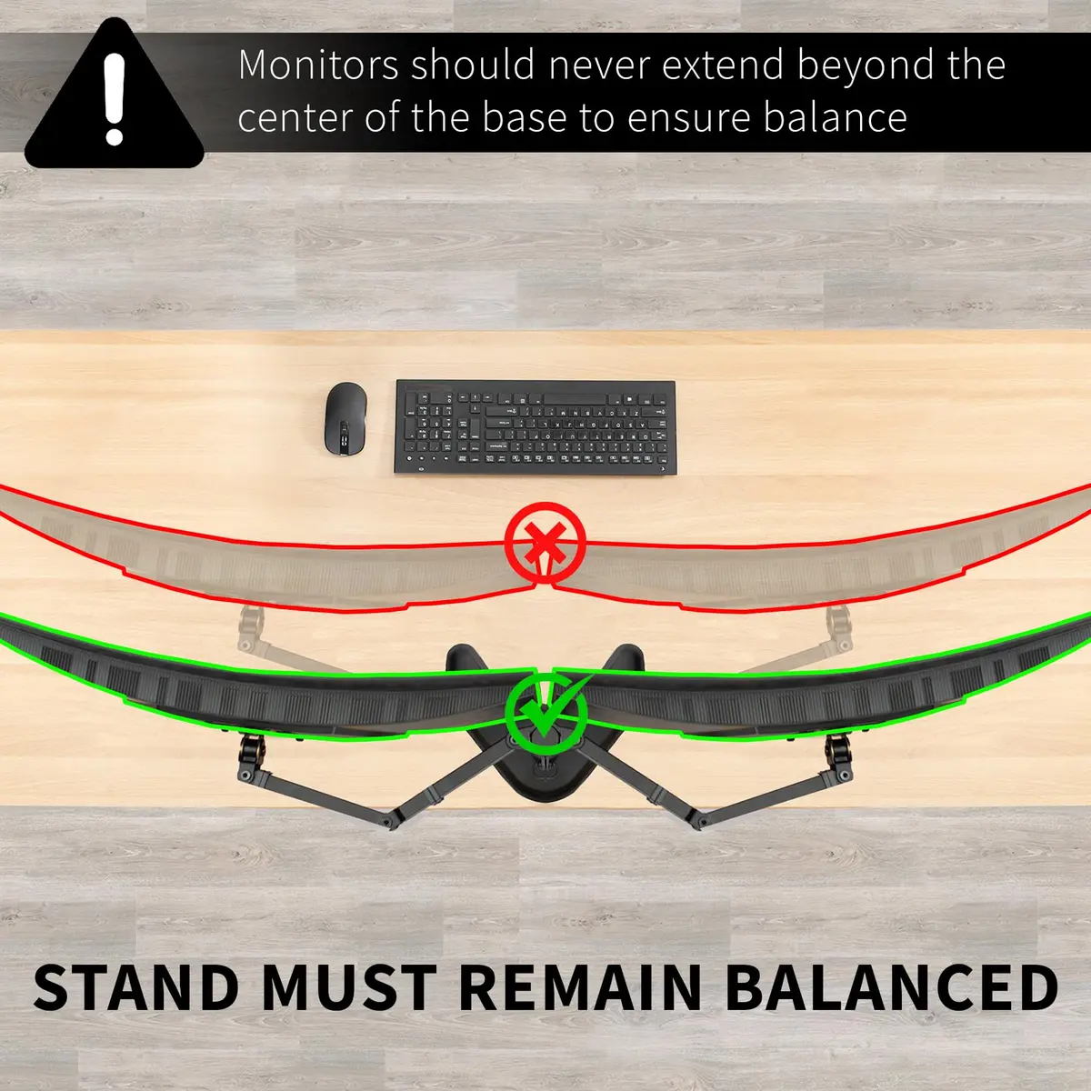 VIVO Dual LED LCD Monitor Mount, Free-Standing Desk Stand for 2 Screens up to 32 Inch, Heavy-Duty Fully Adjustable Arms with Max VESA 100x100mm, Black, STAND-V032F - view 3