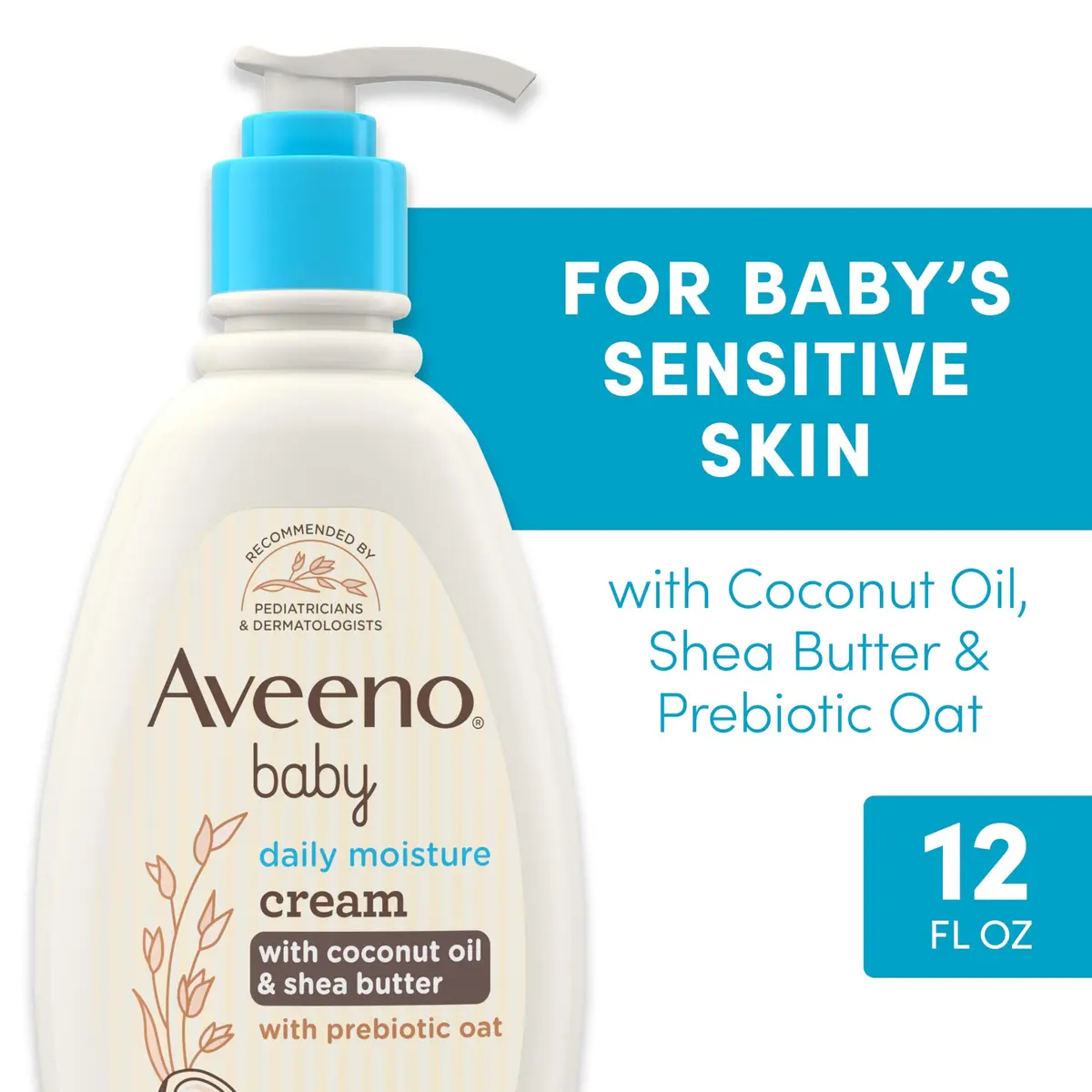 Aveeno Baby Daily Moisturizing Cream Coconut Scent 354ml (12 fl oz) | Gentle Formula for Sensitive Skin - view 2