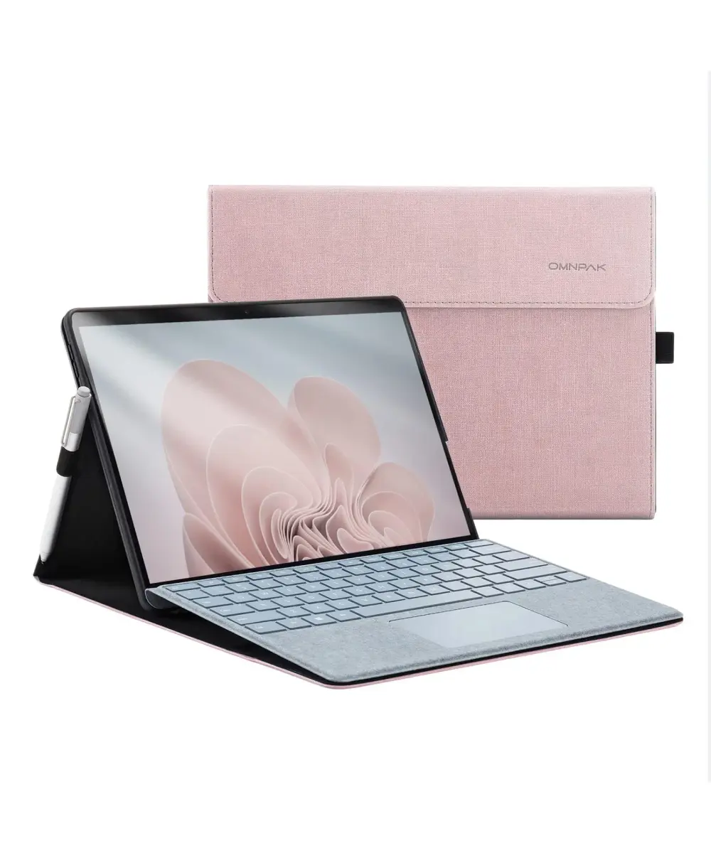 Omnpak Surface Pro 11/10/9 Case Pink | Lightweight Protective Folio with Stylus Holder & Kickstand, 13-inch - main product image