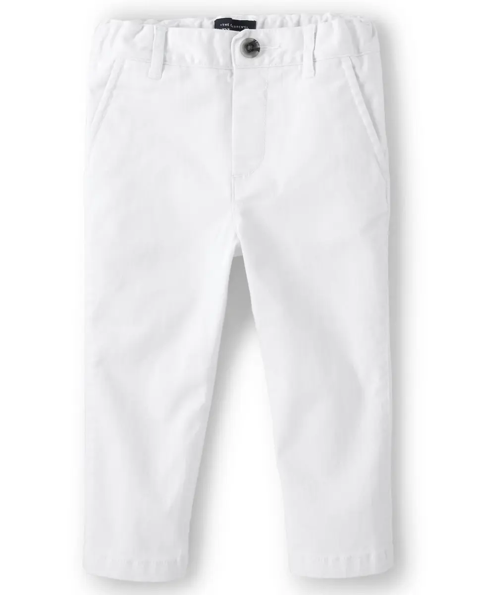 The Children's Place Toddler Boys Chino Pants, Simply White | Fitted, Cotton-Spandex Twill, Mid Rise, Skinny Leg - main product image
