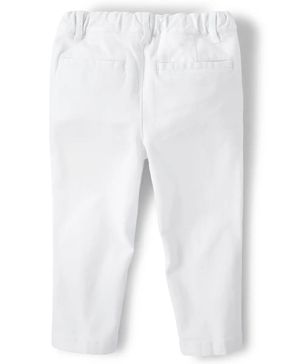 The Children's Place Toddler Boys Chino Pants, Simply White | Fitted, Cotton-Spandex Twill, Mid Rise, Skinny Leg - view 2