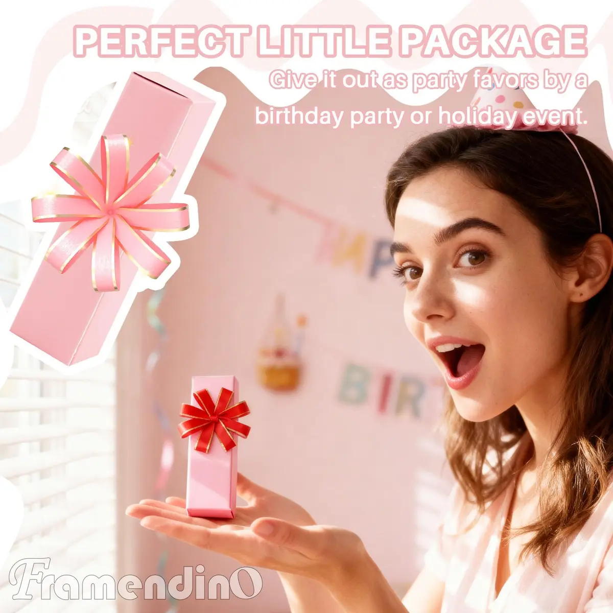 Framendino Pink Kraft Paper Lipstick Boxes 8.4cm (3.3in) | 50 Pack for DIY Crafts - view 5
