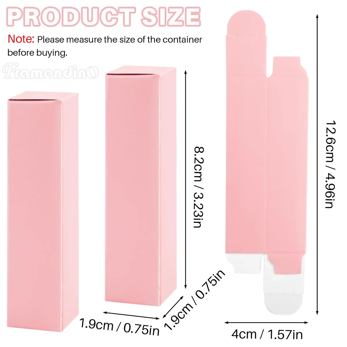 Framendino Pink Kraft Paper Lipstick Boxes 8.4cm (3.3in) | 50 Pack for DIY Crafts - view 2