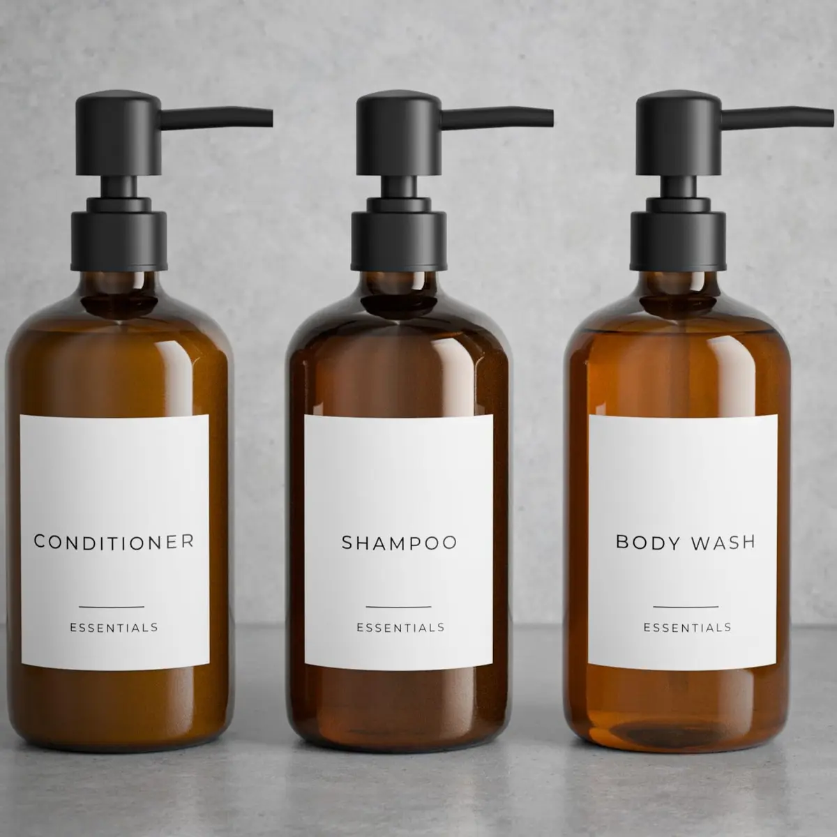 KIBAGA Stylish Shampoo & Conditioner Dispenser Set of 3-600ml | Elegant Bathroom Organizer with Refillable Bottles - view 8