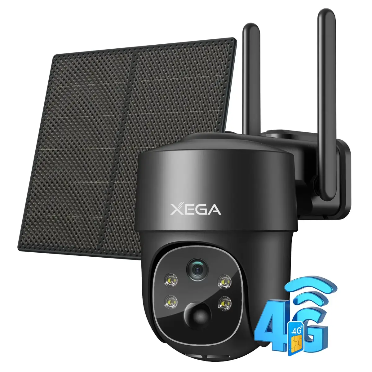Xega 4G LTE Solar Cellular Security Camera with SIM Card, 2K HD PTZ, 10m Cable | No WiFi Needed - main product image