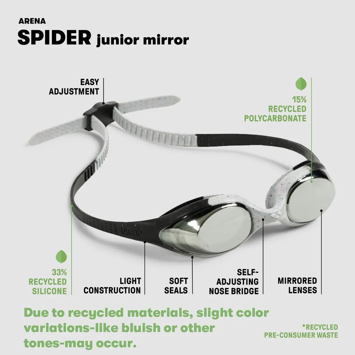 ARENA Unisex Youth Spider Junior Swim Goggles 6-12 | Anti-Fog Mirror Lens for Kids - view 3