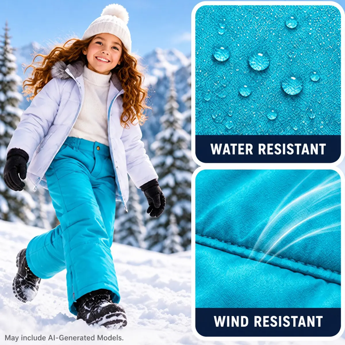 iXtreme Girls' Little Snowpant, Turquoise, 5/6 | Wind & Water Resistant, Insulated for Cold Weather - view 5