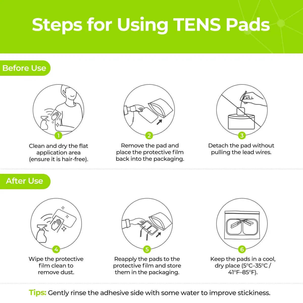 AUVON TENS Unit Electrode Pads (20-Pack, Blue) | Universal 2mm Connector, CE/ROHS Approved - view 7